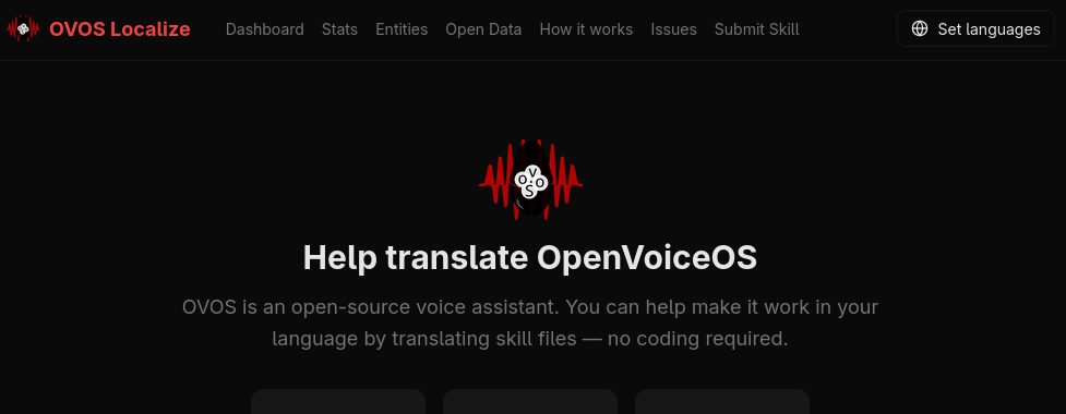 Header showing the top-right Set languages button